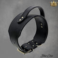 2.5"–3" Wide Italian Leather Agitation Dog Collar | Matching Handle | Kingdom Collars