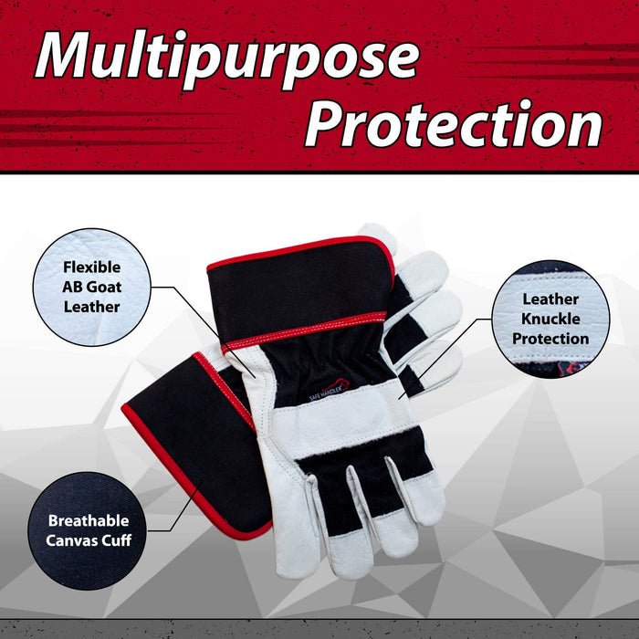 SAFE HANDLER XGrip Goat Leather Gloves Black/White/Red - View 3