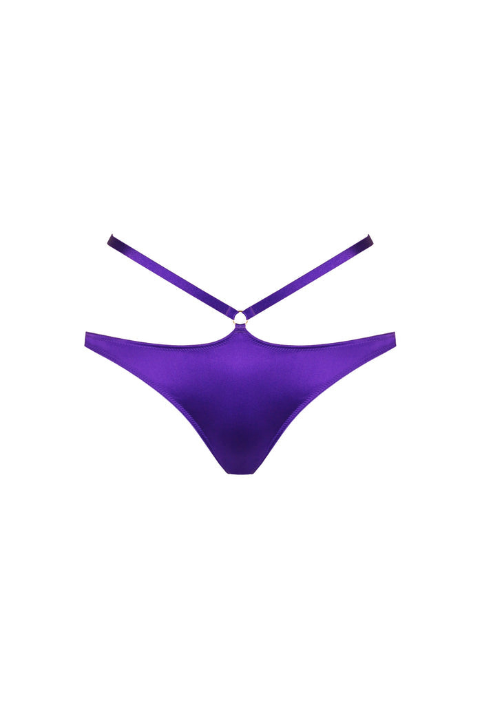 "Electra" Charmeuse Silk Strap Thong (Royal Purple)