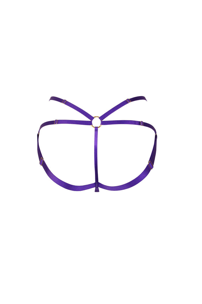 "Electra" Charmeuse Silk Strap Thong (Royal Purple)