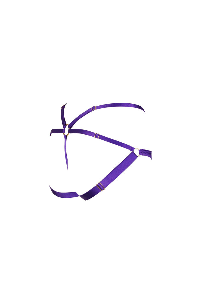 "Electra" Charmeuse Silk Strap Thong (Royal Purple)