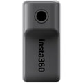 Insta360 X3 Mic Adapter with USB-C and 3.5mm ports for simultaneous charging and external microphone audio recording, featuring a slim, buckle design that remains invisible in 360° shots