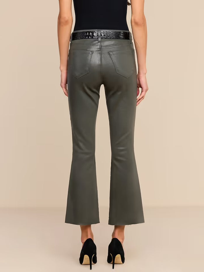 L'Agence Kendra High Rise Crop Flare, Ash Olive Coated