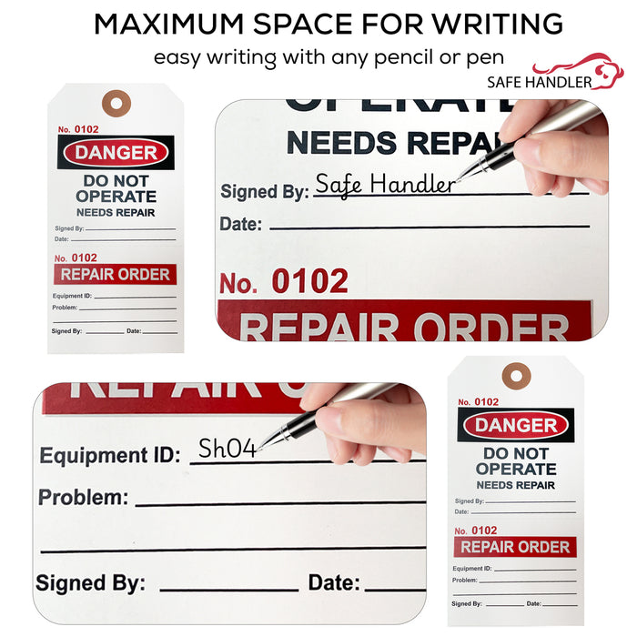 Lock Out Danger Tags with Ties – Do Not Operate, Needs Repair Safety Tags