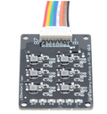 Nickis 7s Li Ion Battery Balancer With LED Light Maximizing Battery Lifespan - a black rectangular circuit board with a multi-coloured ribbon cable, LED indicators, and B- through B7 markings.