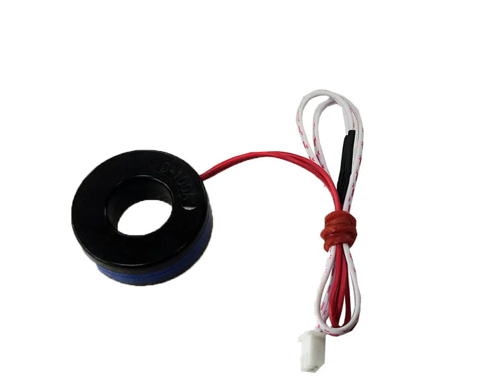 STM Sinewave Inverter Drive Module (Grid Sharing) + CT + LCD 20x4 display board + cable set - a black circular current transformer with red and white wires ending in a white plastic connector.
